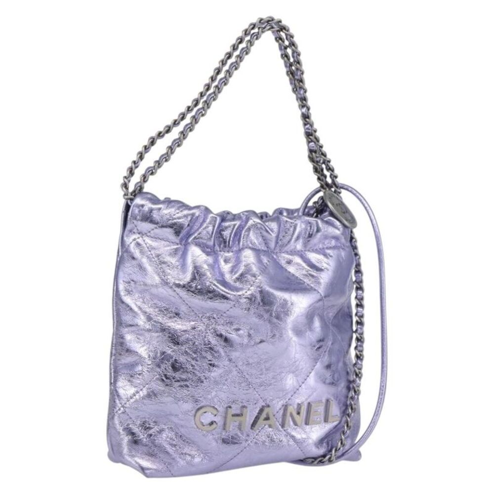 Chanel 22 Chain Hobo Quilted Calfskin Purple Leather Shoulder Bag Bag